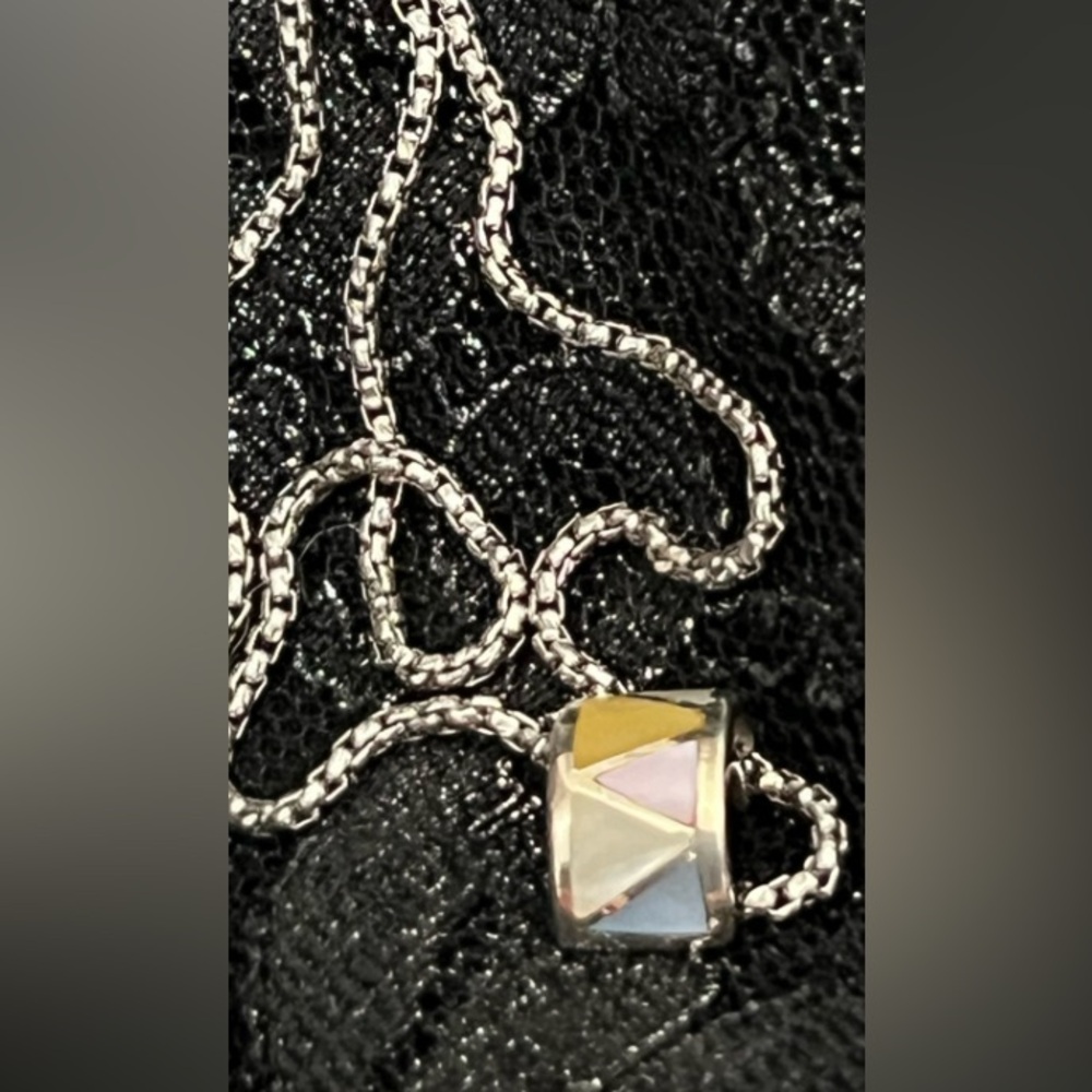 Sterling Silver Geometric Pendant Necklace